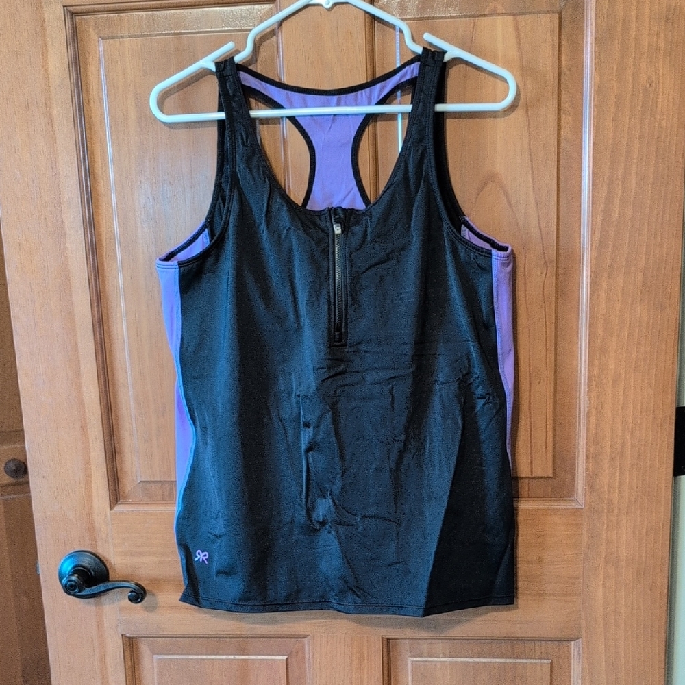 Ruby Ribbon Black and Purple Tank Top